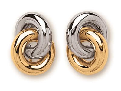 Ohrringe 20 Mm, Ineinander Verschlungene Runden, 18k Bicolor Gold