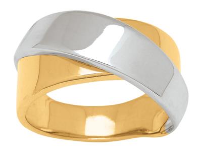 Doppelring Mit Gekreuzten Ringen, 18k Bicolor Gold, Finger 54