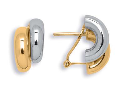 Versetzte Halbkreolen 16 Mm, Zweifarbiges Gold 18k