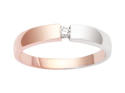 Solitärring Diamanten 0,05ct, 18k Bicolor Rot- Und Weissgold, Finger 52