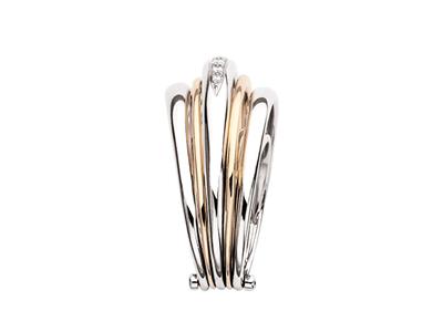 Gliederring Mit 5 Ringen, Diamanten0,20ct, Bicolor Gold 18k, Ringgröß E 54 - Standard Bild - 2