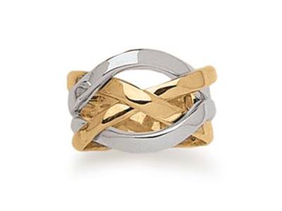 Interlaced Ring 14 Mm, 18k Bicolor Gold, Finger 56