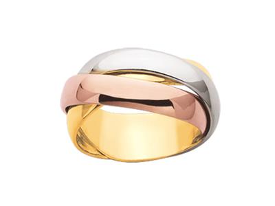 Phantasie-kreuzring 9 Mm, 3 Feste Ringe, 3 Gold 18k, Finger 52