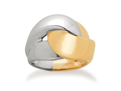 Interlaced Ring 15 Mm, 18k Bicolor Gold, Finger 52