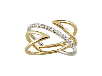 Kreuzring, Diamanten 0,18ct, Zweifarbig 18k, Ringgröe 56