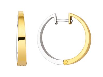 Runde Creolen Zum Wenden, Quadratisches Rohr, Innendurchmesser 19 Mm, Bicolor-gold 18k - Standard Bild - 1