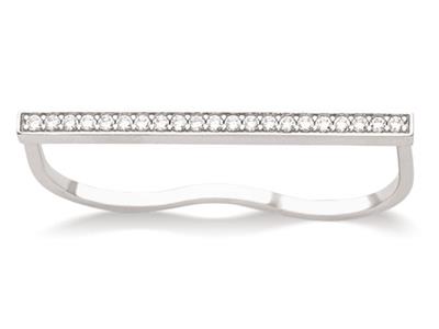 Ring Kollektion Zirkoniumoxide, 40x3 Mm, Silber 925 Rhodiniert, Ringg Röße 54 - Standard Bild - 1