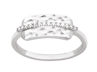 Ringplatte 7 Mm, Linie Zirkoniumoxid, 925er Silber, Rhodiniert, Ringgröe 53
