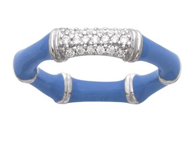 Bambusring Mit Königsblauer Emailleund Zirkonen, 4 Mm, Ringgröe 52