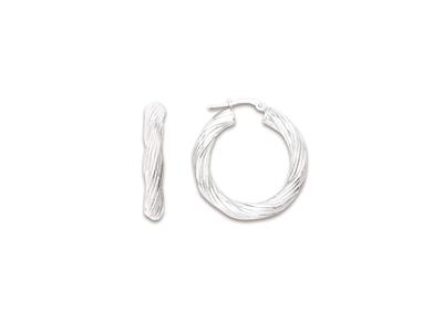 Creolen Rund Gedreht Rundrohr 4 Mm, Innendurchmesser 20 Mm, Silber 925 Rhodiniert