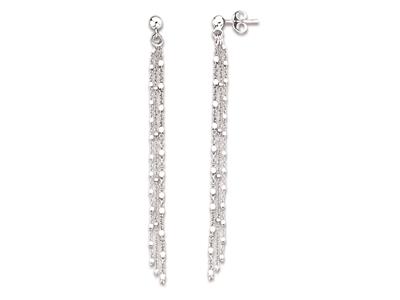 Ohrringe 3-reihige Ketten Modeschmuck 7 Cm, Silber 925 Rhodiniert