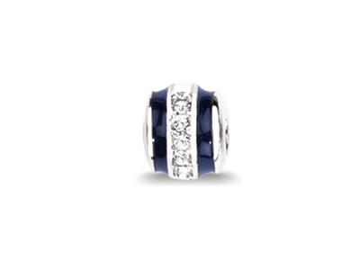 Anhänger Charm Kugel Blau Zirkoniumoxide, Silber 925 Rhodiniert