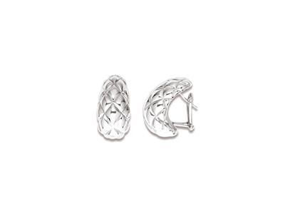 Gewölbte Ovale Fantasy-ohrringe 24 Mm, 925er Silber, Rhodiniert