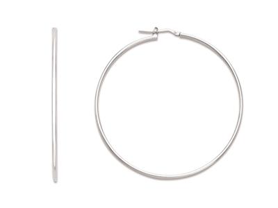 Rohrcreolen 1,6 Mm, Innendurchmesser 55 Mm, Rhodiniertes 925er Silber