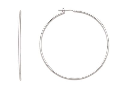 Rohrcreolen 1,6 Mm, Innendurchmesser 60 Mm, Rhodiniertes 925er Silber