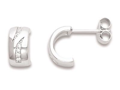 Halbkreolen Mit Komma-motiven, 10 Mm, Zirkoniumoxide, 925er Silber, Rhodiniert - Standard Bild - 1