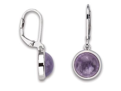 Runde Hängeohrringe, Amethyst, 27 Mm, 925er Silber, Rhodiniert - Standard Bild - 1