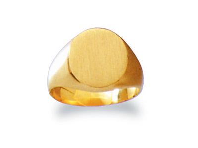 Massiver, Gedrehter Siegelring, Platte 14 X 12 Mm, 18k Gelbgold. Ref. 23, Ringgröe 58