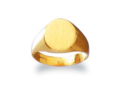 Massiver Fingergedrehter Siegelring, Platte 12 X 10 Mm, 18k Gelbgold. Ref. 25, Ringgröße 57 - Standard Bild - 1