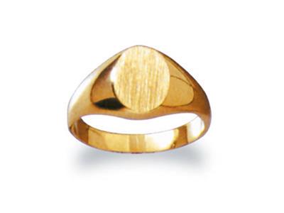 Massiver, Fingergedrehter Siegelring, Platte 9 X 7 Mm, 18k Gelbgold. Ref.28, Ringgröe 56