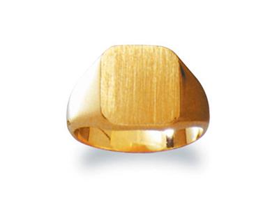 Massiver Siegelring, Gedrehter Ring, Platte 13,5 X 12 Mm, Gelbgold 18k.ref. 32, Ringgröße 57 - Standard Bild - 1