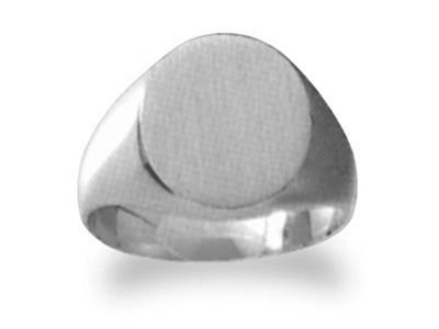 Massiver Siegelring Für Den Finger,platte 14 X 12 Mm, Palladium Weißg Old 12.ref. 23, Ringgröße 57 - Standard Bild - 1