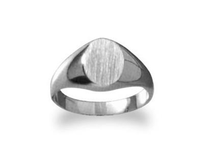 Massiver Siegelring Mit Gedrehtem Ring, Platte 9 X 7 Mm, Graugold Pd 12. Ref. 28, Finger 55 - Standard Bild - 1