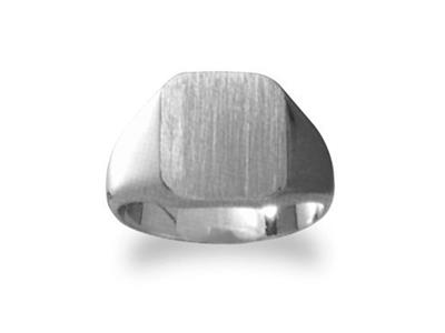 Chevaliere Massive 32 Tournee Or Gris Pd 12 Plateau 13 X 11,5 Mm, Doigt 46 - Standard Bild - 1