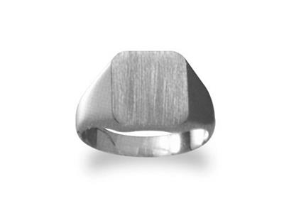 Massiver Siegelring Für Den Finger,platte 12 X 11 Mm, 18k Weißgold Pd 12. Ref. 33, Ringgröße 57 - Standard Bild - 1