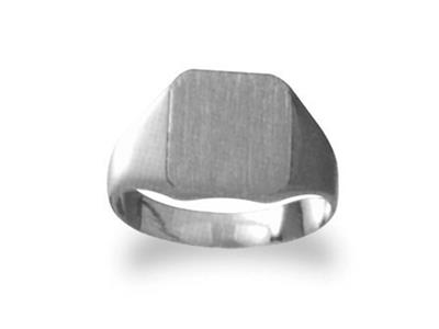 Massiver Siegelring Mit Gedrehtem Ring, Platte 11 X 10 Mm, Graugold Pd12. Ref. 34, Finger 70 - Standard Bild - 1