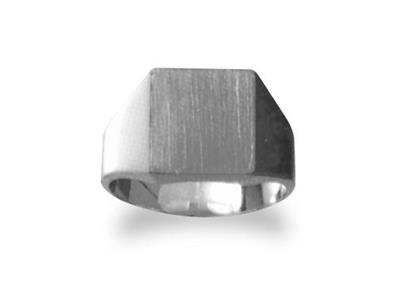 Massiver Gedrehter Ring, Plateau 12x 10 Mm, 18k Weißgold Pd 12. Ref. 423/8, Ringgröße 65 - Standard Bild - 1