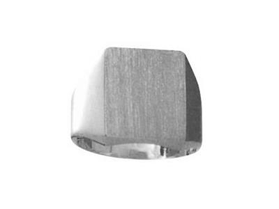 Massiver, Gedrehter Ring, Plateau 16 X 13,5 Mm, 18k Weißgold Pd12. Ref. 423/16, Finger 68 - Standard Bild - 1