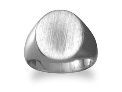 Massiver, Gedrehter Siegelring, Plateau 17 X 14,5 Mm, 18k Weißgold Pd12. Ref. 40/20, Finger 49 - Standard Bild - 1