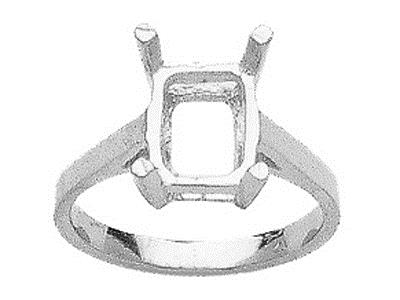 Ring In 4-krallen-fassung Für Einen Rechteckigen Stein Von 9 X 7 Mm, 800er Weigold. Ref. 15364