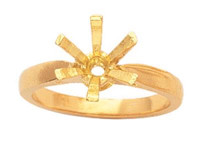 Solitär Mit 6 Krappen Für 6,5 MM Groe Steine, 18k Gelbgold. Ref. 26006