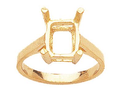 Ring In 4-krallen-fassung Für Rechteckigen Stein Von 8 X 6 Mm, Gelbgold 18k.ref. 15376