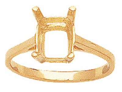 Ring In 4-krallen-fassung Für Einen Rechteckigen Stein Von 9 X 7 Mm, 18k Gelbgold. Ref. 15364