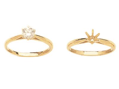 Solitär Mit 6 Krappen Für Einen 5 MM Groen Stein, 18k Gelbgold. Ref. 25377