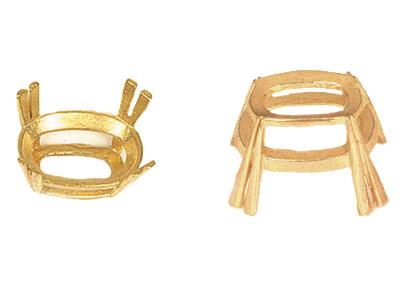 Krappenfassung 4 Doppelkrallen Für Ovalen Edelstein Von 8 X 7 Mm, Gelbgold 18k.ref. 04145
