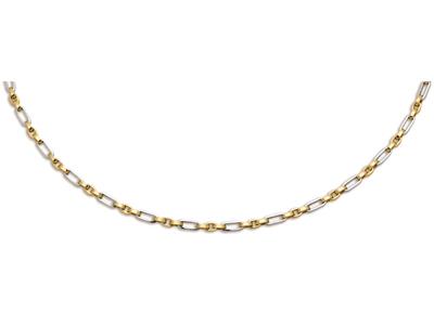 Halskette Mit Alternierenden Maschen 5 Mm, 50 Cm, Bicolor Gold 18k