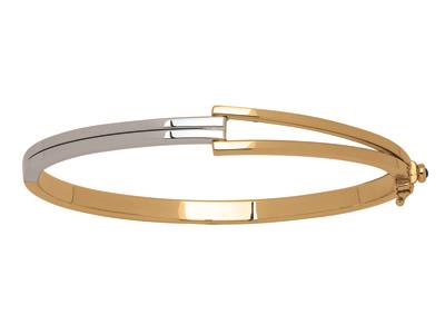 Asymmetrisches Armreif-armband In V-form, 60 Mm, Bicolor-gold 18k