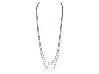 Multi-ketten Halskette 98 Cm, 925er Silber Rhodiniertrurosa Plattiert