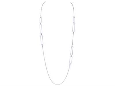 Asymmetrische Halskette, Kette Mit Rechteckmotiven, 112 Cm, 925er Silber, Rhodiniert