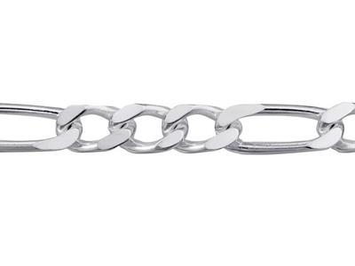 Armband Mit Alternierenden Gliedern1/3, 8 Mm, 21 Cm, 925er Silber, Rh Odiniert - Standard Bild - 2
