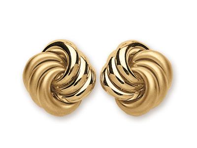 Ohrringe Fantasie 22 Mm, 18k Gelbgold Matt Und Poliert