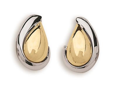 Ohrringe Larmes, 18k Bicolor Gold