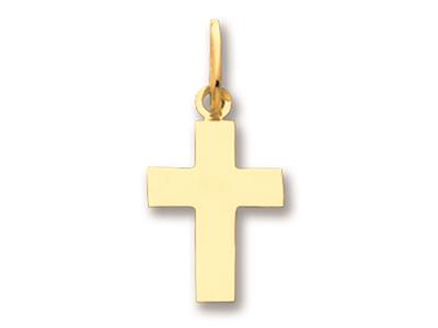 Flaches Kreuz 14 Mm, 18k Gelbgold Poliert