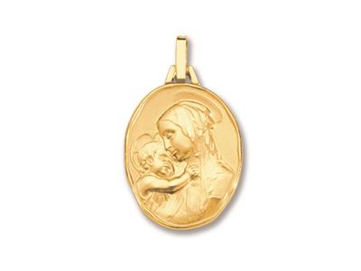 Medaille Klassische Madonna Mit Kind, 18k Gelbgold