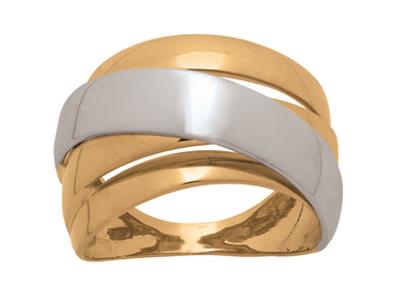 Multi-faden-kreuzring, 18k Bicolor Gold, Finger 52