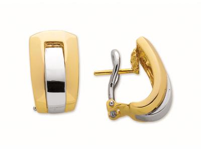 Ohrringe Rectangles, 18k Bicolor Gold Poliert